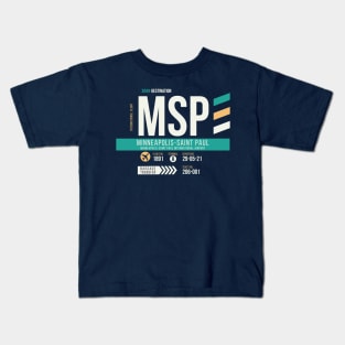 Minneapolis Saint Paul (MSP) Airport Code Baggage Tag Kids T-Shirt